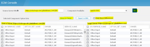 Steps to use ECM console to migrate objects between PROD/NONPROD instances