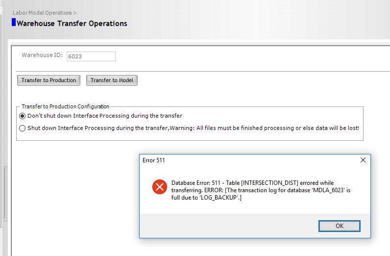 Warehouse Transfer: Transaction Log 511 Error for SQL DB