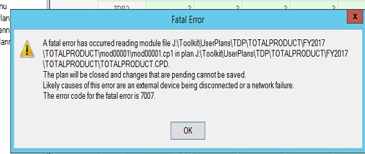 Hardware I/O error while accessing to toolkit module plan, the error ...