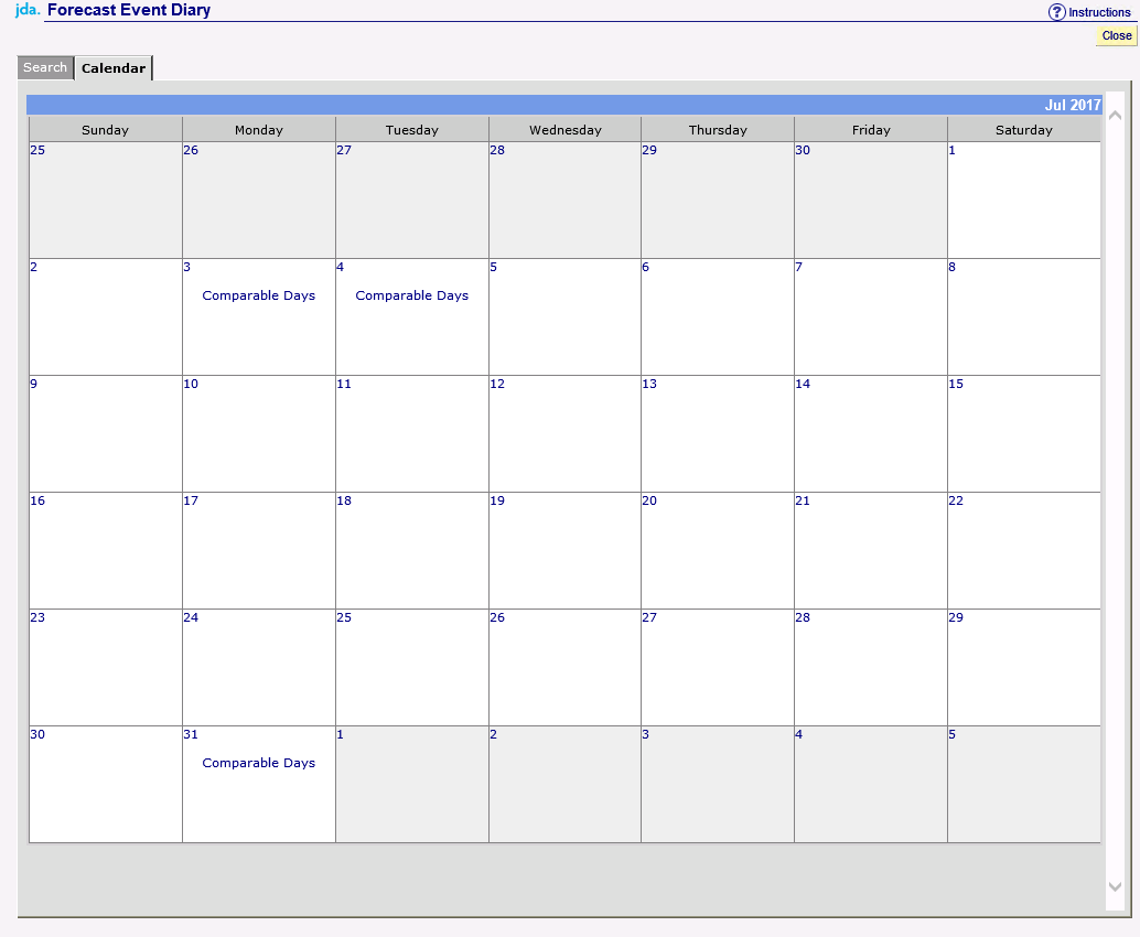 How do I display Comparable Days on the Forecast Event Diary?