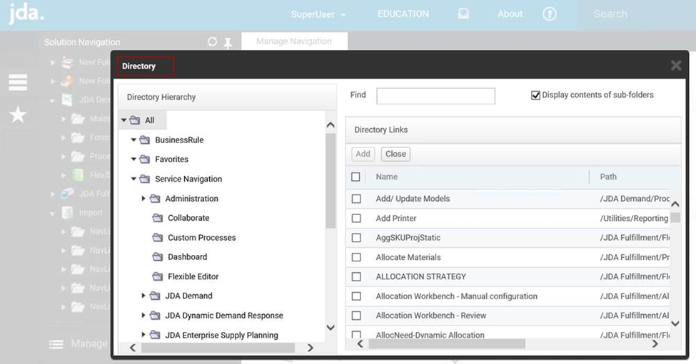 Remove initial title 'JDA' in pop-up window in Manager Navigation
