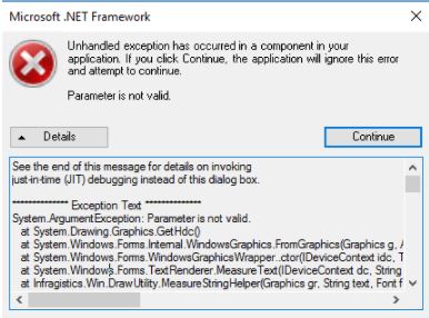 Microsoft .net Framework: Unhandled Exception Has Occurred When Closing 